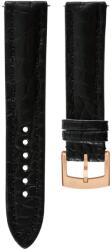 Biatec Curea din piele Biatec crocodil autentic | Negru - 20 mm - De aur + 5 ani garanție și cadou GRATUIT