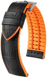 Hirsch Curea Hirsch Andy - negru-portocaliu - 22 mm - L - Standardní délka (doporučujeme) - 20 mm - Argint + 5 ani garanție și cadou GRATUIT (P77122)