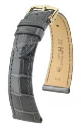 Hirsch Curea Hirsch London Alligator - gri, lucioasă - 17 mm - M - Střední délka - 14 mm - De aur + 5 ani garanție și cadou GRATUIT (P81052)