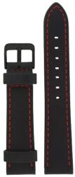 Junkers Curea din piele Junkers 20mm - negru/cu cusături roșii + 5 ani garanție și cadou GRATUIT (P65602)