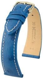Hirsch Curea Hirsch Massai Ostrich - albastru regal, cusături albe - 18 mm - L - Standardní délka (doporučujeme) - 16 mm - De aur + 5 ani garanție și cadou GRATUIT (P76207)