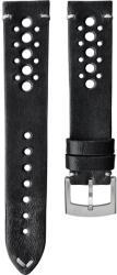 Biatec Curea din piele Biatec | Neagră Racing - 20 mm - Argint + 5 ani garanție și cadou GRATUIT