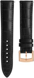 Biatec Curea din piele Biatec | Aligator negru autentic - 20 mm - Aur roz + 5 ani garanție și cadou GRATUIT