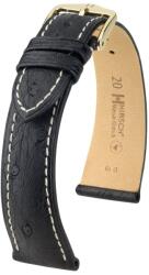 Hirsch Curea Hirsch Massai Ostrich - negru, cusături albe - 17 mm - L - Standardní délka (doporučujeme) - 16 mm - Aur roz + 5 ani garanție și cadou GRATUIT (P110924)