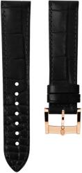 Biatec Curea din piele Biatec | Neagră din piele de vițel cu model crocodil - 20 mm - De aur + 5 ani garanție și cadou GRATUIT (P98569)
