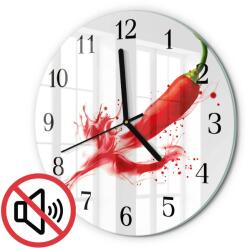TULUP Kerek Nappali Óra Üveg Chili Paprika Fekete Tippek Fi30 cm (010010500040200175219)