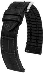 Hirsch Curea Hirsch Paul - negru - 22 mm - L - Standardní délka (doporučujeme) - 20 mm - Argint + 5 ani garanție și cadou GRATUIT (P76952)