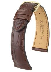 Hirsch Curea Hirsch London Alligator (NO QR) - maro, mat - 22 mm - L - Standardní délka (doporučujeme) - 18 mm - De aur + 5 ani garanție și cadou GRATUIT (P89843)