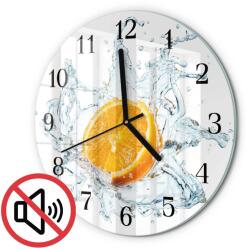 TULUP Kerek Üveg Hálószoba Óra Víz Grafikával Fekete Tippek Fi30 cm (010010500040200175272)