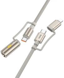 hoco. Cablul de încărcare HOCO U138 pentru iPhone 14 Plus / 14 Pro Max 2-în-1 USB/Type-C - Lightning/priză de brichetă, 120 cm, GRI DESCHIS (U138 LIGHTNING BLACK)