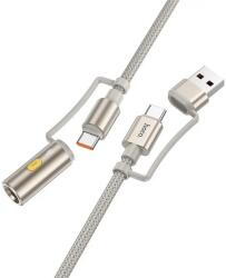 hoco. Cablu de încărcare HOCO U138 2-în-1 USB/Type-C - Type-C/priză brichetă, 120 cm, GRI DESCHIS (U138 GREY)