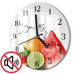 TULUP Kerek Üveg Design Óra Beltéri Gyümölcs Fekete Tippek Fi30 cm (010010500040200175384)