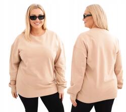 Kesi Női Plus Size pamut basic pulóver kerek nyakkal, bézs, XXL (5907302910769)