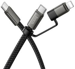 hoco. Cablul de date HOCO X125 2-în-1 pentru iPhone 14 Plus / 14 Pro Max / 14 Pro, Type-C - Lightning/Type-C, 100 cm, NEGRU (X125 BLACK)