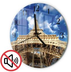 TULUP Üveg Modern Falióra Eiffel-torony Fekete Tippek Fi30 cm (010010500040200176056)