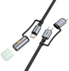 hoco. Cablul de încărcare HOCO U138 pentru iPhone 14 Plus / 14 Pro Max / 14 Pro, 2-în-1 USB/Type-C - Lightning/LED, 120 cm, NEGRU (U138 LIGHTNING LED BLACK)
