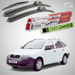 TeamCar Ștergătoare Skoda Fabia I Praktik 6Y5 2001-2007 | Set Față și Spate Flat - TeamCar® (TC-FABIA-I-PRAKTIK-525-475-360-F)