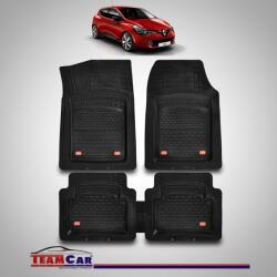 TeamCar Covorase Auto TeamCar® Tip Tavita Compatibile Renault Clio IV (2012-2019) Negru Material Rezistent (Renault-Clio-IV-(2012-2019)-APF/19971X)