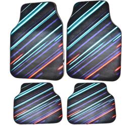 DECOMAT Covorașe auto universale DECOMAT - set 4 bucăți lavabile, antiderapante, cu design futurist „Neon Stripes (Decomat-apf-ww2-55h-a1z9g)