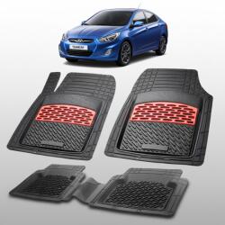 TeamCar® Covorase Auto Hyundai Accent IV (RB: 2010-2015) - Cauciuc Tip Tavita-Red (HYUaJe32Ua2015)