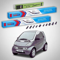 TeamCar Ștergătoare Smart Fortwo Coupe 450 2004-2007 | Set Față și Spate Flat Premium - TeamCar® (ST450CP530530340FP)