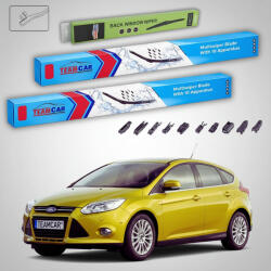 TeamCar Ștergătoare Ford Focus III Hatchback 2011-2018 | Set Față și Spate Flat Premium - TeamCar® (TC-FOCUSIII725725300FSP)