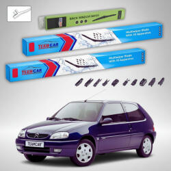 TeamCar Ștergătoare Citroën Saxo S1 Hatchback 1999-2004 | Set Față și Spate Flat Premium - TeamCar® (TC-SAXOS1-500450350FLP)