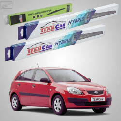 TeamCar Ștergătoare Kia Rio II DE JB Hatchback 2005-2011 | Set Față și Spate Hibrid - TeamCar® (TC-RIOIIHB-221614HB)