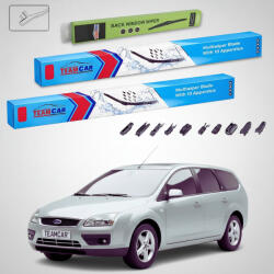 TeamCar Ștergătoare Ford Focus II DA Estate 2004-2007 | Set Față și Spate Flat Premium - TeamCar® (TC-FOCUSIIDAEST650425300FSP)