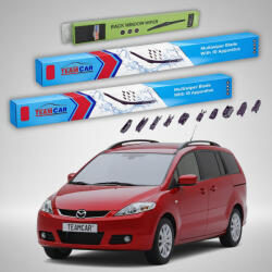 TeamCar Ștergătoare Mazda 5 CR 2005-2008 | Set Față și Spate Flat Premium - TeamCar® (TC-MZ5CR05FSPFP)