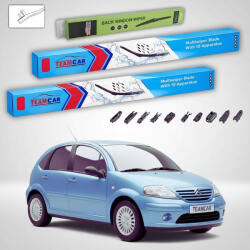 TeamCar Ștergătoare Citroën C3 Gen I FC/FN Hatchback 2002-2009 | Set Față și Spate Flat Premium - TeamCar® (TC-C3FC600450350FLP)