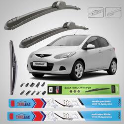TeamCar Ștergătoare Mazda 2 DE 2007-2010 5 uși | Set Față și Spate Flat Premium - TeamCar® (TC-MZ2DE07600350330FP)