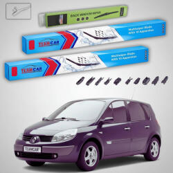 TeamCar Ștergătoare Renault Scenic II Grand Scenic 2004-2009 | Set Față și Spate Flat Premium - TeamCar® (TC-SCEN2B-655526FLP)