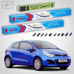 TeamCar Ștergătoare Kia Rio III UB Hatchback 2011-2017 | Set Față și Spate Flat Premium - TeamCar® (TC-RIOIIIHB-654028FLP)