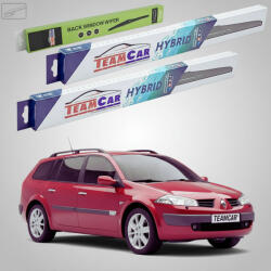 TeamCar Ștergătoare Renault Megane II Grandtour Break 2002-2006 | Set Față și Spate Hibrid - TeamCar® (TC-MEGA2B1-604526HB)