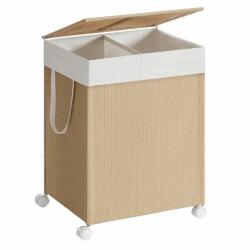 Songmics Home Cos de rufe cu roti, Songmics, 2 compartimente, 100 litri, bej (LCB601N01)