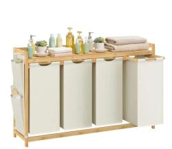 Songmics Home Cos de rufe cu polita, Songmics, 4 compartimente, 200 litri, lemn/crem (RLH120W01V1)