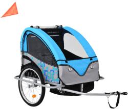 vidaXL Remorcă bicicletă & cărucior copii 2-în-1, albastru și gri (91377)