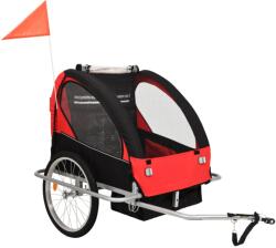 vidaXL Remorcă bicicletă & cărucior 2-în-1, negru și roșu (91375)