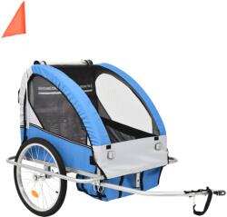 vidaXL Remorcă bicicletă & cărucior copii 2-în-1, albastru și gri (91376)