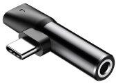 Baseus L41 USB-C - USB-C és 3, 5 mm Jack Audió és Töltő Adapter - Fekete CATL41-01