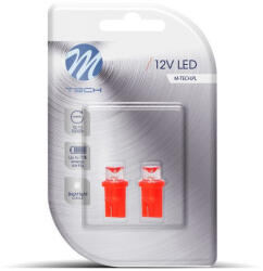 m-tech , LB006AR T10 Led Izzó, Piros Konkáv, 12V W5W (72LB006AR)
