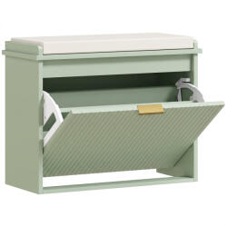 HomCom Bancă pentru încălțăminte cu perniță tapițată și sertar rabatabil pentru hol, dormitor, 62 x 26 x 47, 5 cm, verde | Aosom Romania (837-559V80LN) Pantofar