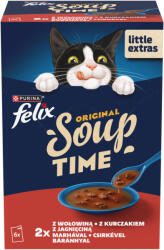 FELIX Purina Felix Soup Time állateledel felnőtt macskáknak marhával csirkével báránnyal 6 x 48 g (288 g)