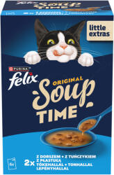 FELIX Purina Felix Soup Time állateledel felnőtt macskáknak tőkehallal tonhallal lepényhallal 6 x 48 g