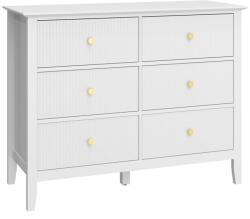 HOMCOM Fiókos komód, tálalószekrény 6 fiókossal, modern, 100 x 40 x 78 cm, fehér (83D-158V90WT)