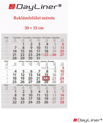Dayliner Speditőr naptár 1 tömb, 3 hónap Primus Classic 300 × 480 mm, fehér lapokkal Fejrész üres Dayliner 2027 (DL7SP-1PRCA-FU)