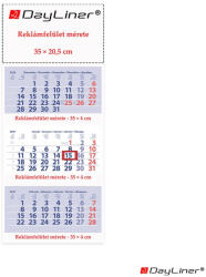 Dayliner Speditőr naptár 3 tömb, 3 hónap Maxi Club 350 × 820 mm, fehér lapokkal Fejrész üres Dayliner 2027 (DL7SP-3MACU-FU)