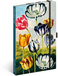 Presco Keménytáblás notesz krémszínű lapokkal, vonalas, leszorító gumiszalaggal Tulips 130x210mm, Presco (5416-TU)