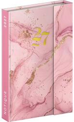 Presco Határidőnapló mágnessel záródó, heti, fehér lapokkal Pink Marble 110x160mm, Presco (5412-PM)